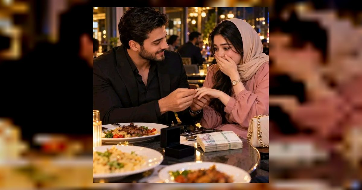 خطيبي أستأذن من بابا وخرجنا قعدنا على كافيه، وعزمني على العشا بـ800 جنيه، واداني ألف جنيه حطهم في شنطتي، ولبسني خاتم هو صغير بس شيك أوي، ولما عرفت تمنه اتصدمت!