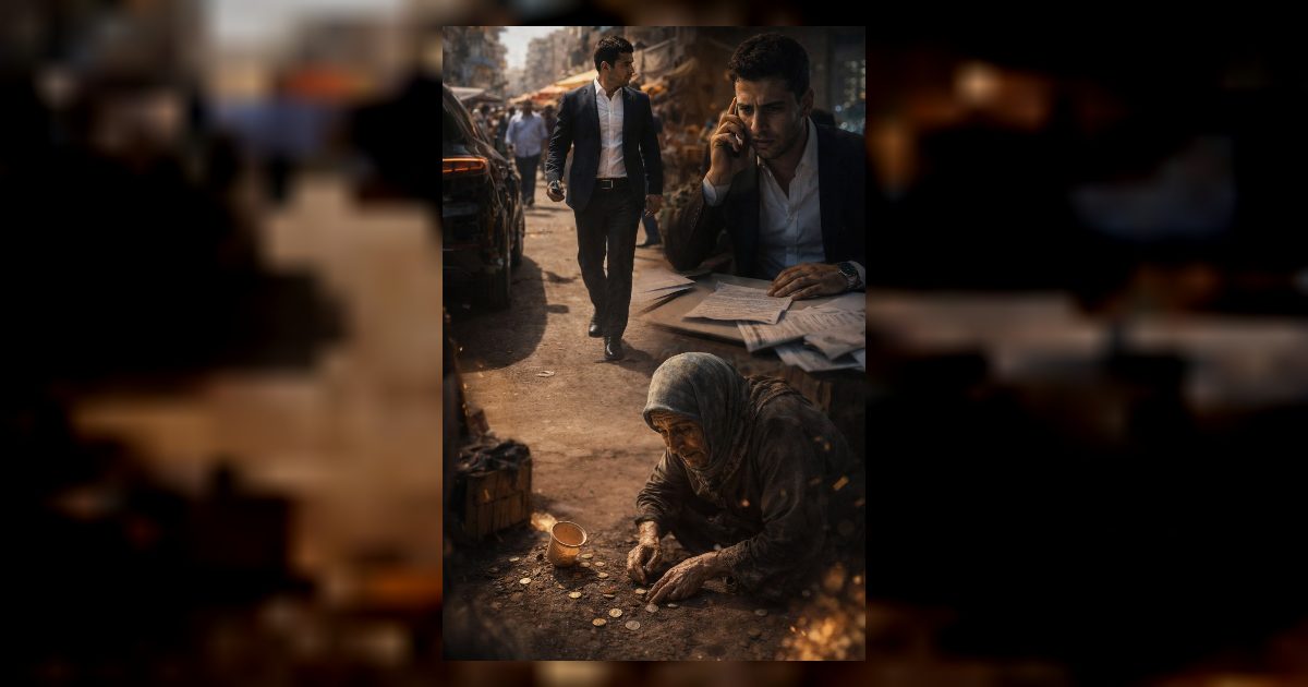 قصة مليونير حديث الثراء دفعَ متسوّلةً فقيرة في السوق