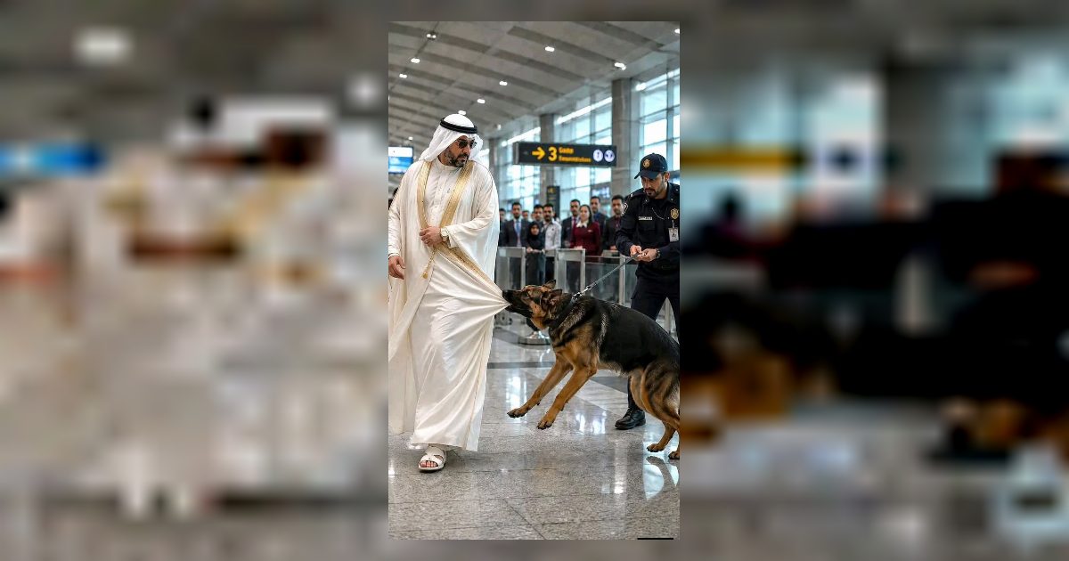كلب بوليسي في المطار هجم على هدوم الشيخ الثري