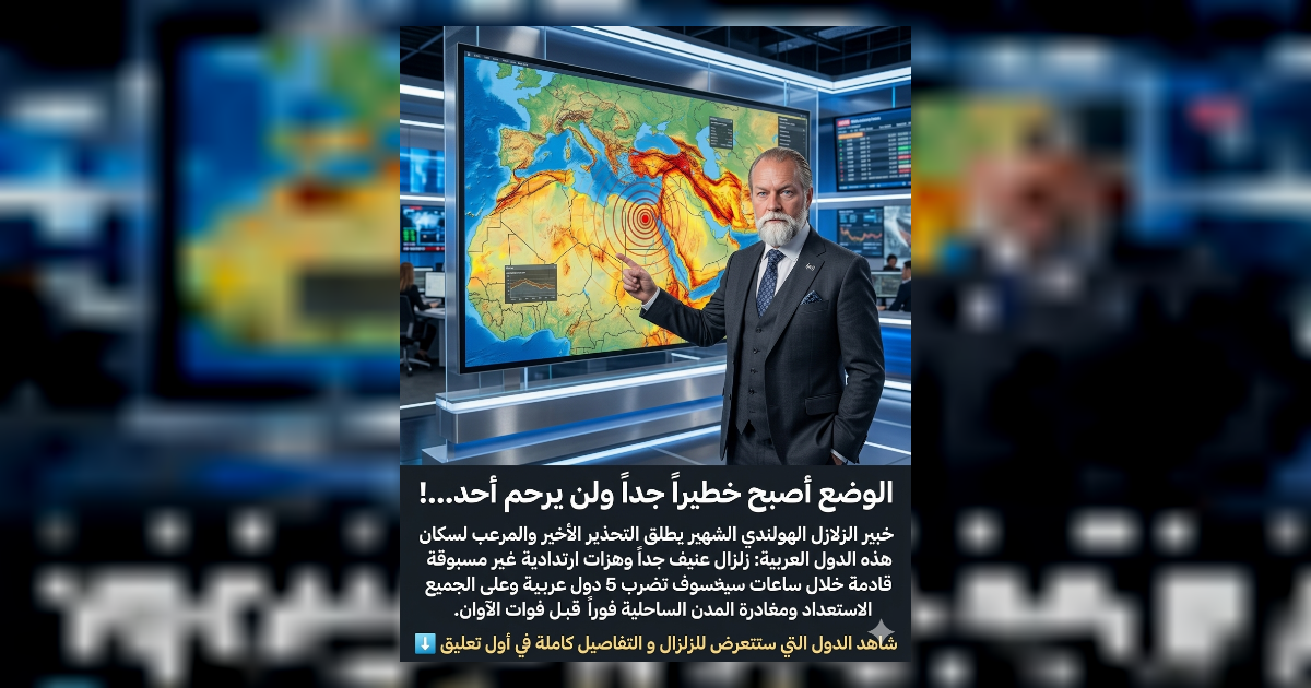 خبير الزلا.زل الهولندي الشهير يطلق التحذ.ير الأخير والمر.عب لسكان هذه الدول العربية: زلز.ال عنيف جداً وهزا.ت ارتدادية غير مسبوقة قادمة خلال ساعات سوف تضرب 5 دول